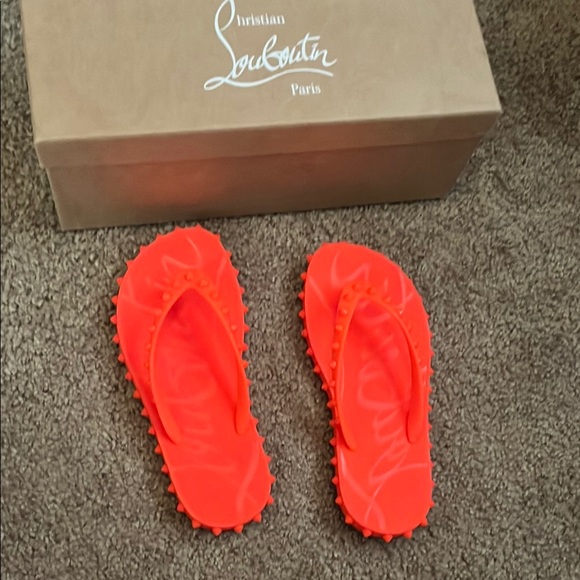 Christian Louboutin Shoes - Christian Louboutin Super Loubi Bright Orange Sandals